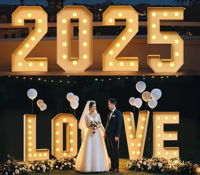 Light Up Letters Marquee - Verlichte marquee cijfers met witte lampjes,