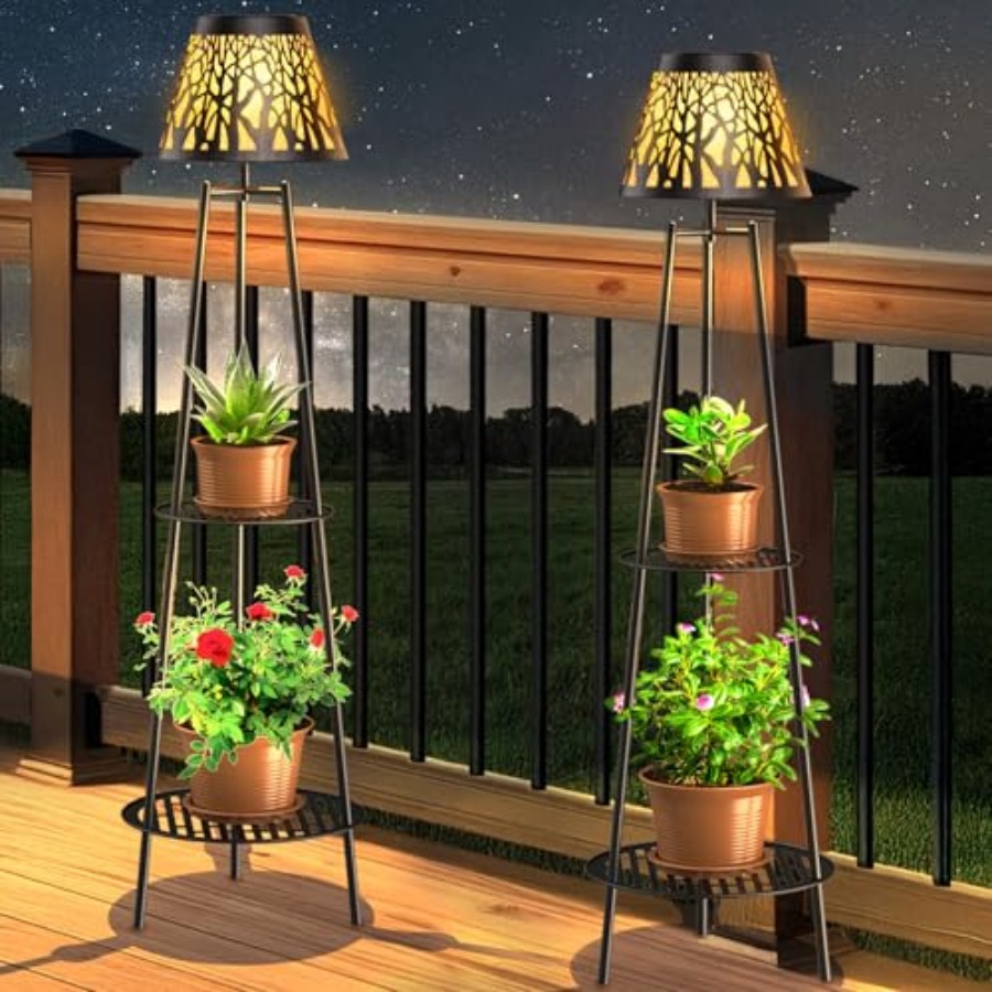 Garden Lighting Decor - 2-pack buitenlamp op zonne-energie met plantenstandaard,
