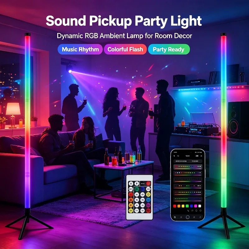 Lighting Decor For Home - 2 stuks 120CM RGB vloerlamp, geluidsgevoelige