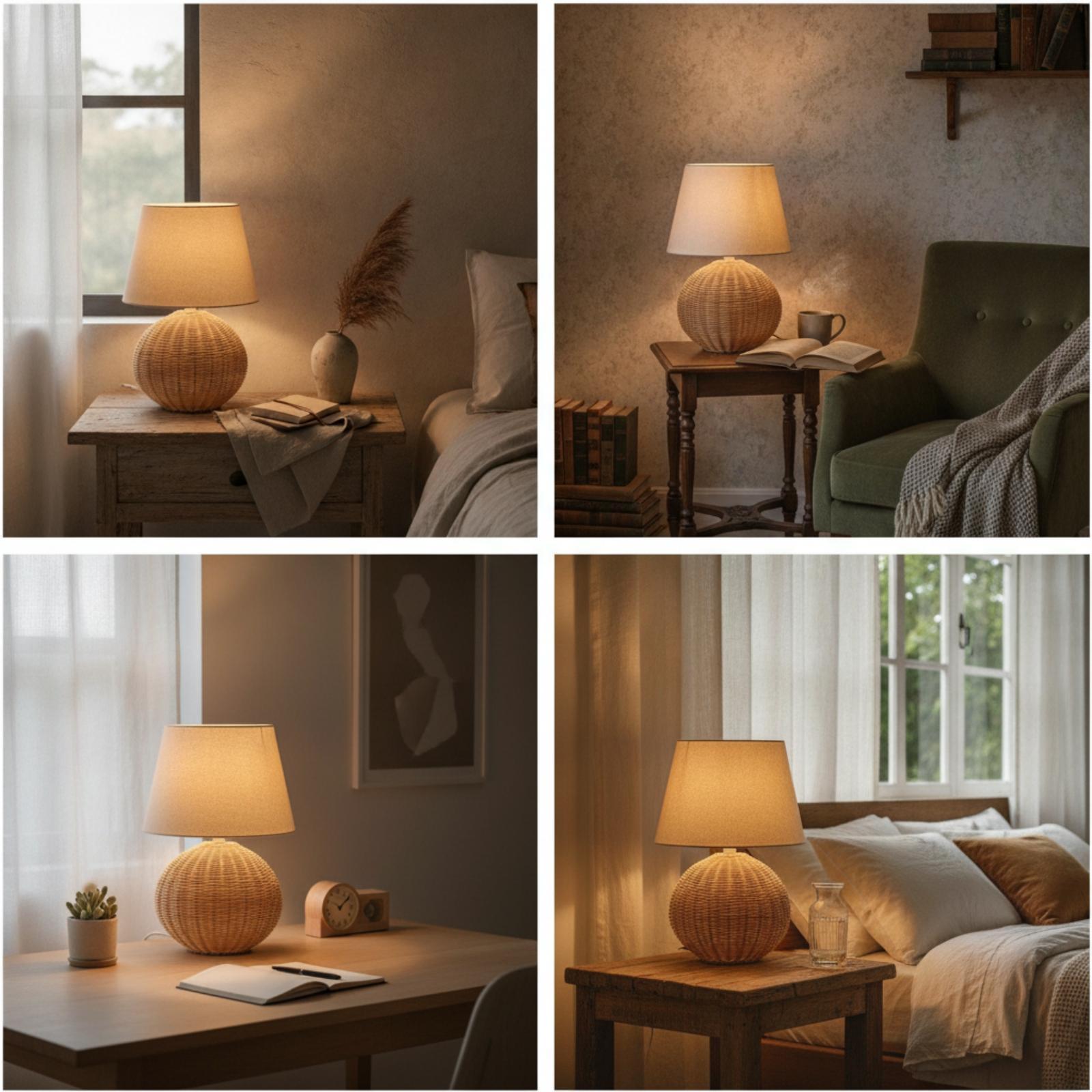 Bedlampje met rotan voet en st - Lighting Decorative recensie en prijs