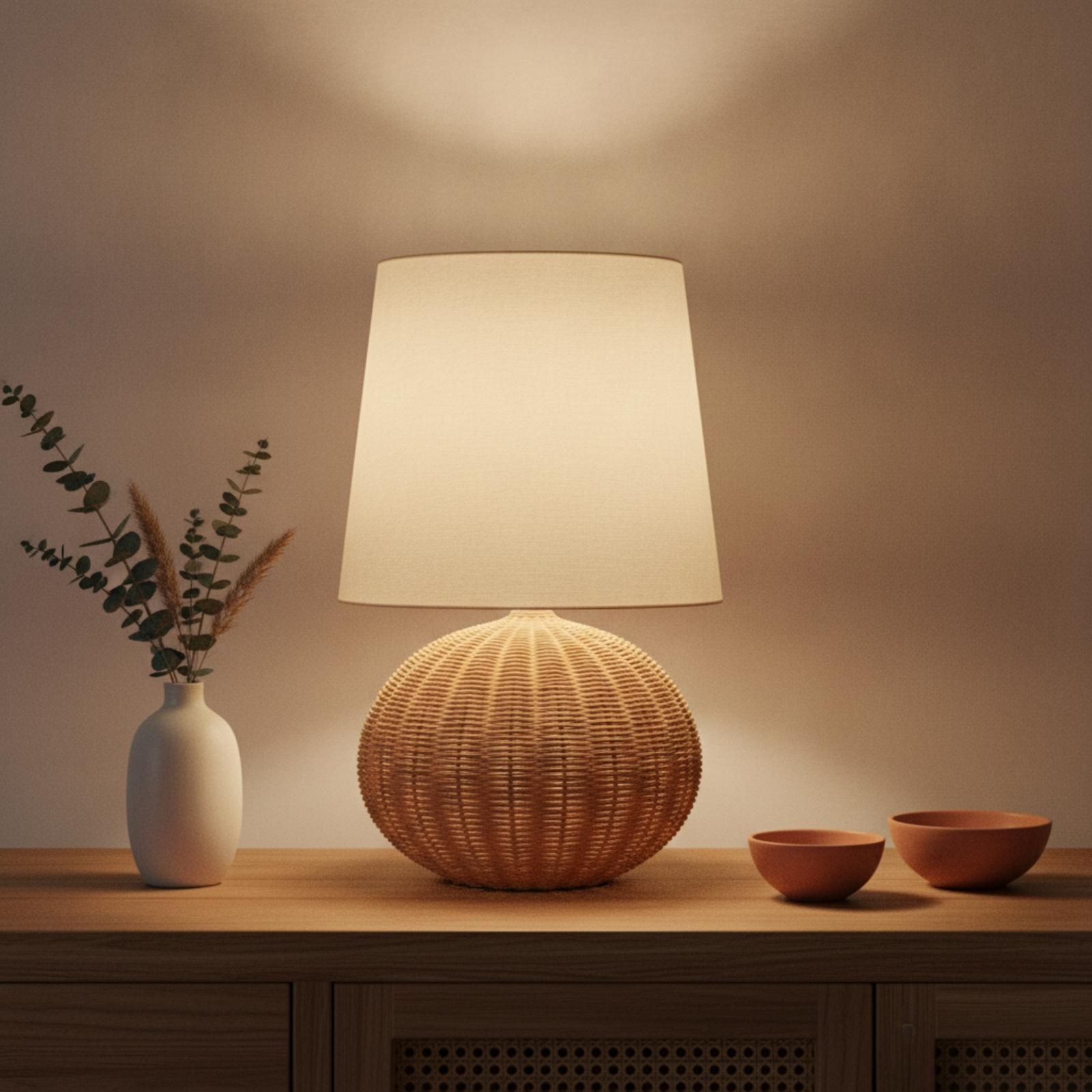 Bedlampje met rotan voet en st - Lighting Decorative recensie en prijs