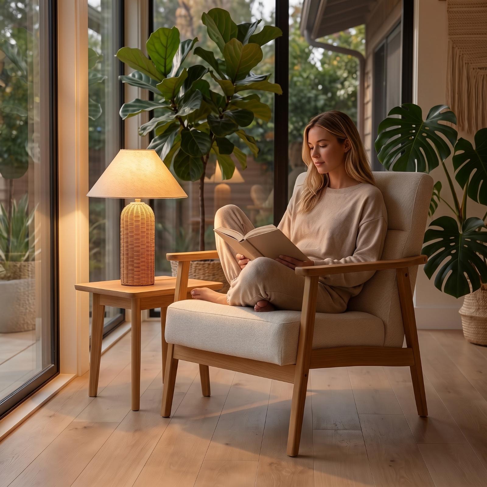 Bedlampje met rotan voet en st - Lighting Decorative recensie en prijs