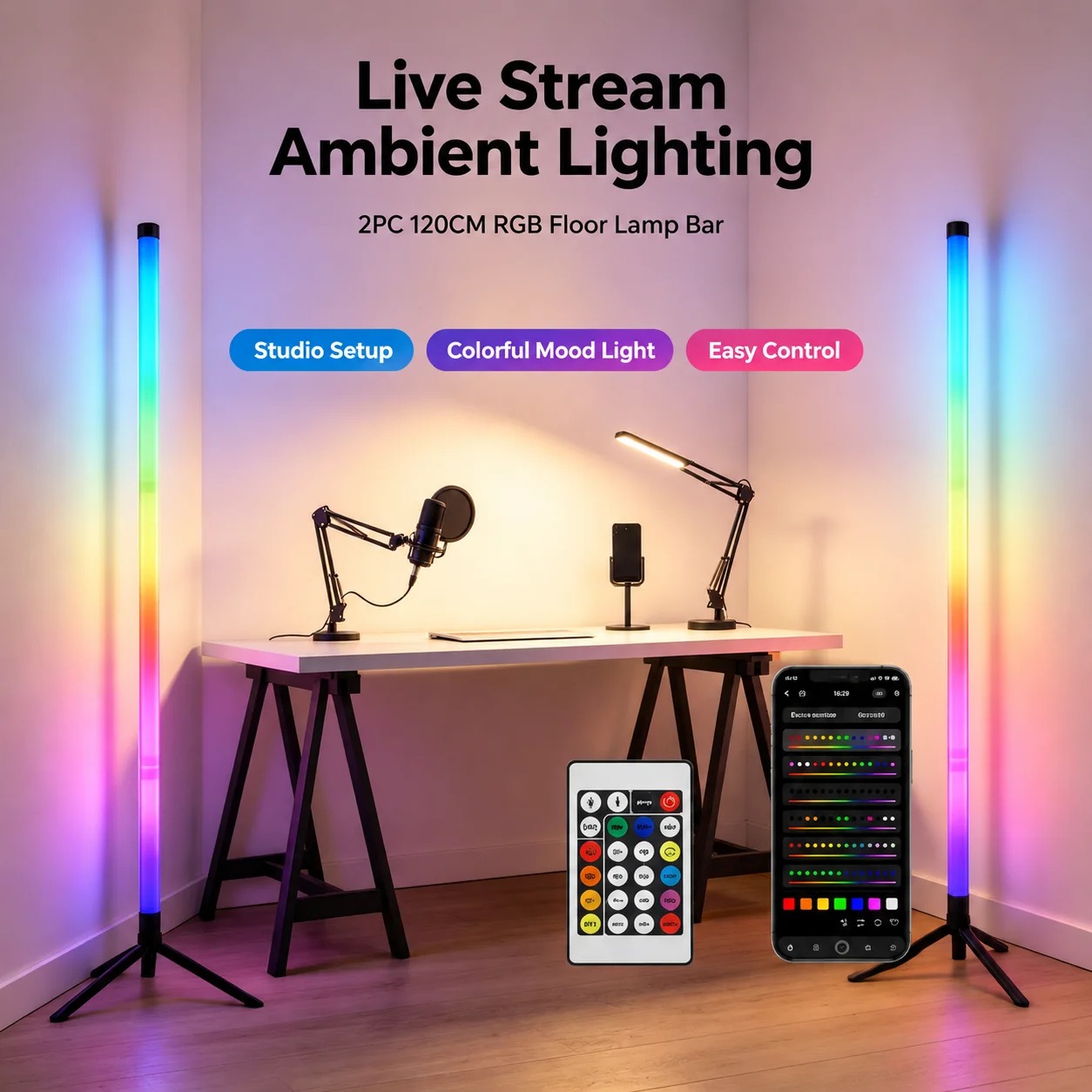 2 stuks 120CM RGB vloerlamp, g - Lighting Decor For Home recensie en prijs