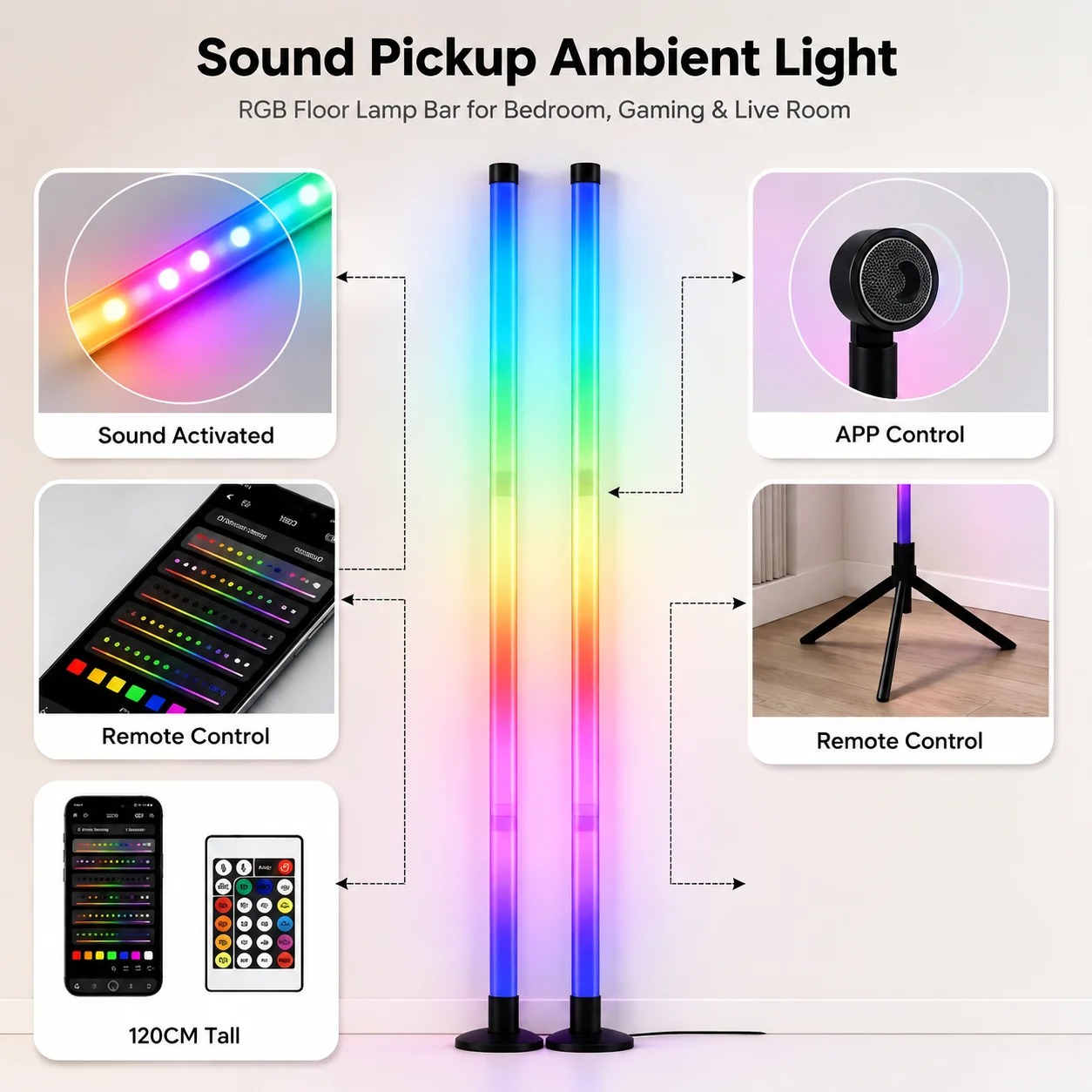 2 stuks 120CM RGB vloerlamp, g - Lighting Decor For Home recensie en prijs